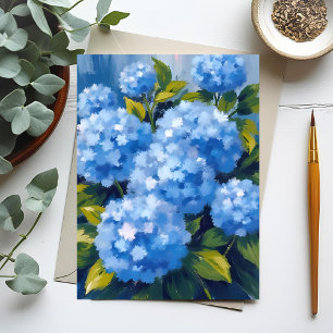 Blaue Hortensienblüten Aquarell Floral Postkarte