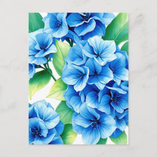 Blaue Hortensienblüten Blumenmuster Postkarte