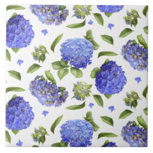 Blaue Hortensienblüten Botanische Kunst Fliese