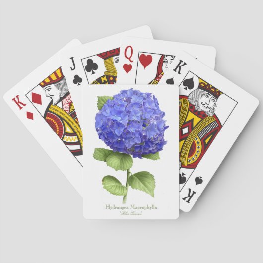 Blaue Hortensienblüten Botanische Kunstgestaltung Spielkarten (Rückseite)