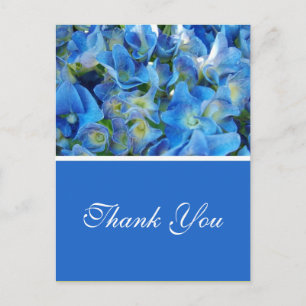 blaue Hortensienblüten danke Postkarte