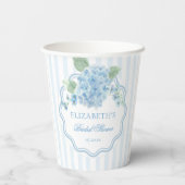 Blaue Hortensienblüten Elegant gestreift gewellt Pappbecher (Rückseite)