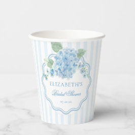 Blaue Hortensienblüten Elegant gestreift gewellt Pappbecher