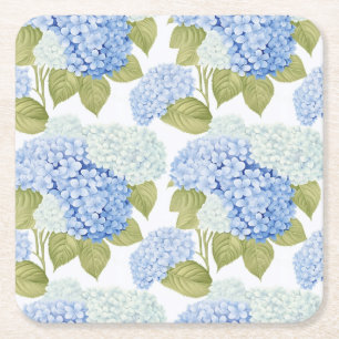 Blaue Hortensienblüten-Gartenparty-Papieruntersetz Rechteckiger Pappuntersetzer