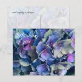 Blaue Hortensienblüten In Gedanken bei Dir Postkar Postkarte (Vorne/Hinten)