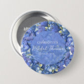 Blaue Hortensienblüten Personalisierte Brautparty Button (Vorne & Hinten)
