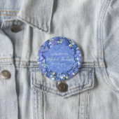 Blaue Hortensienblüten Personalisierte Brautparty Button (Beispiel)