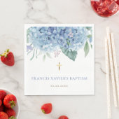 blaue Hortensienblüten Taufe Serviette (Beispiel)