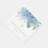 blaue Hortensienblüten Taufe Serviette (Ecke)