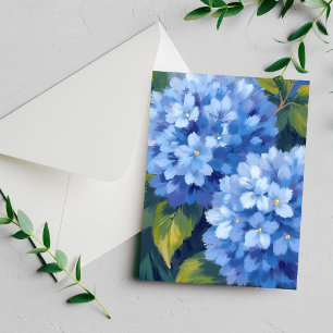 Blaue Hortensienblüten Wasserfarben-Blumenkarte