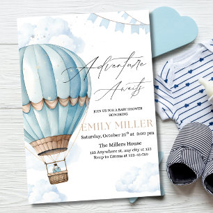 Blaue Hot Air Balloon Baby Shower Einladung, Baby  Einladung