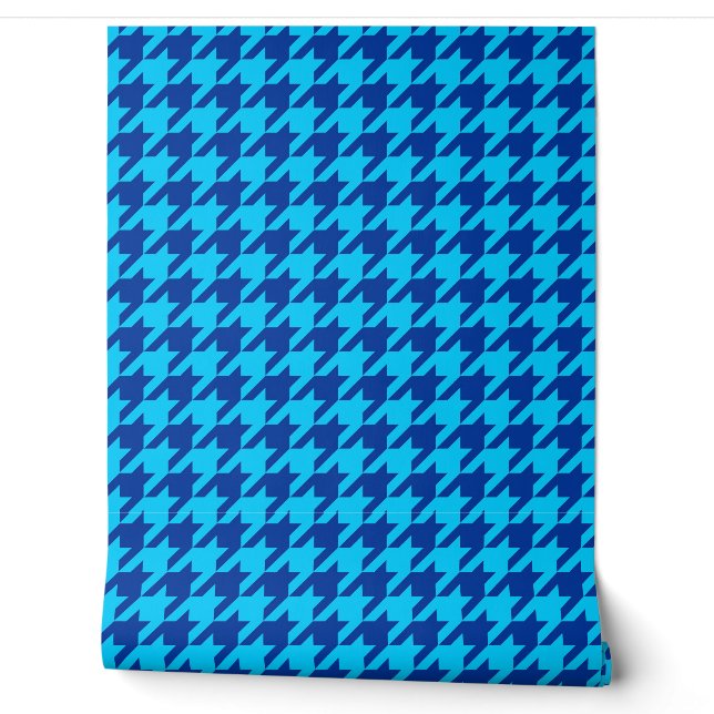 Blaue Houndstooth Karo Gingham Tapete (Abrollen)
