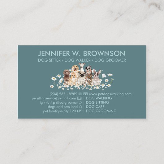 Blaue Hübsche Hunde Visitenkarte (Rückseite)