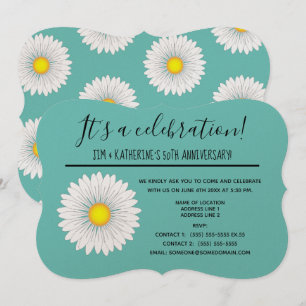 Blaue hübsche kleine Gänseblümchen 50. Hochzeitsta Einladung
