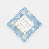 Blaue hübsche weiße Blumen Gold Liebeshochzeit  Serviette (Ecke)