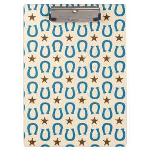 Blaue Hufeisen Brauner Sheriffstern Vintage Rustik Klemmbrett