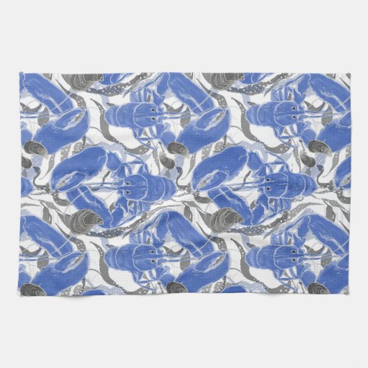 Blaue Hummer an der Küste Geschirrtuch (Horizontal)