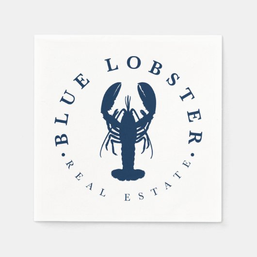 Blaue-Hummer-Immobilien-Button Serviette (Vorderseite)