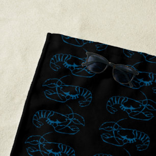 Blaue-Hummer-Meeres-Tier-einfache-Umriss-Zeichnung Strandtuch