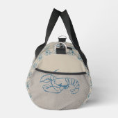 Blaue Hummerlinie Zeichnend auf Sandy Beach Tan Co Duffle Bag (Rechts)