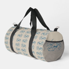 Blaue Hummerlinie Zeichnend auf Sandy Beach Tan Co Duffle Bag
