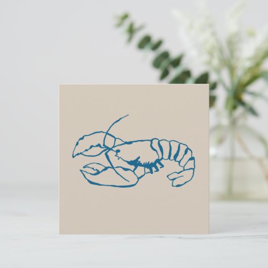 Blaue Hummerlinie Zeichnend auf Sandy Beach Tan Co Karte (Stehend Vorderseite)