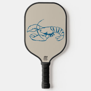 Blaue Hummerlinie Zeichnend auf Sandy Beach Tan Co Pickleball Schläger