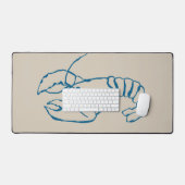 Blaue Hummerlinie Zeichnend auf Sandy Beach Tan Co Schreibtischunterlage (Tastatur & Maus)