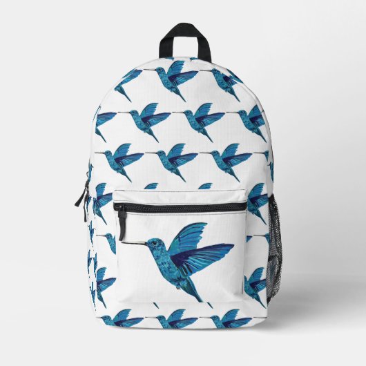 Blaue Hummingvögel Bedruckter Rucksack (Vorderseite)