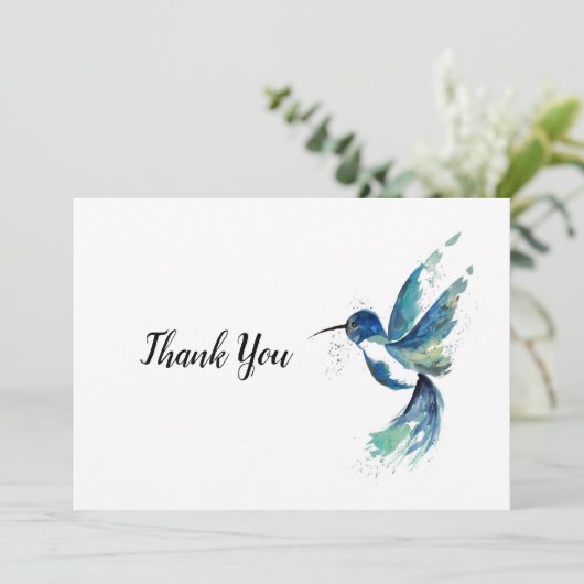 Blaue Hummingvögel Dankeskarte (Stehend Vorderseite)