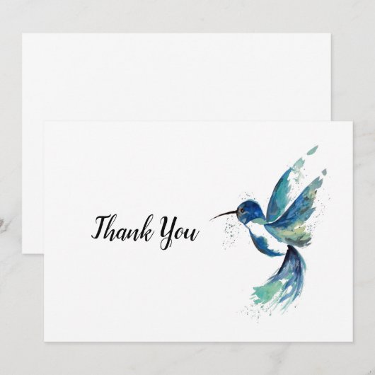 Blaue Hummingvögel Dankeskarte (Vorne/Hinten)