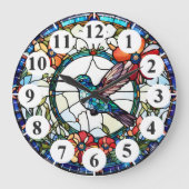 Blaue Hummingvogel-Uhr Große Wanduhr (Vorderseite)