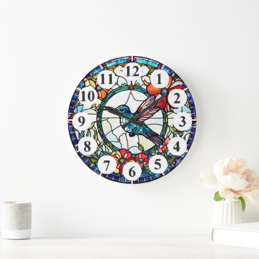 Blaue Hummingvogel-Uhr Große Wanduhr (Zuhause)