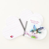 Blaue Hummingvogel Wasserfarben Blumendesign Notizblock (Innenseite)