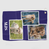 Blaue Hund-Fotocollage-Monogramm personalisiert  Golfhandtuch (Horizontal)