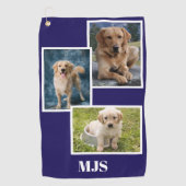 Blaue Hund-Fotocollage-Monogramm personalisiert  Golfhandtuch (Vorderseite)