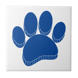 Blaue Hund-Pfotenabdruck Handgezeichnet Custom Fliese
