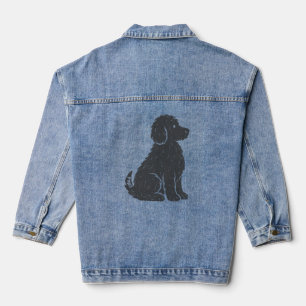 Blaue Hund-Silhouette Minimal Art Jeansjacke