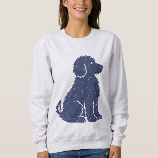 Blaue Hund-Silhouette Minimal Art Sweatshirt (Vorderseite)