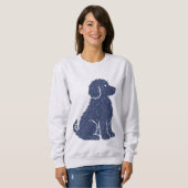 Blaue Hund-Silhouette Minimal Art Sweatshirt (Vorne ganz)
