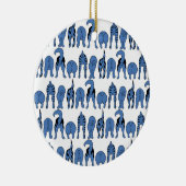 Blaue Hunde-Po-Pattern Keramik Ornament (Rechts)