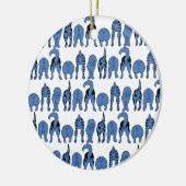 Blaue Hunde-Po-Pattern Keramik Ornament (Links)