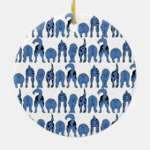 Blaue Hunde-Po-Pattern Keramik Ornament (Hinten)