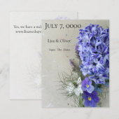 Blaue Hyazinthe mit Stiefmütterchen Save The Date (Vorne/Hinten)