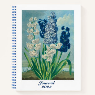 Blaue Hyazinthen Vintage-Botanik-Kunst-Notizbuch Notizblock