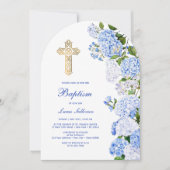 Blaue Hydrangea Arch Taufe Einladung (Vorderseite)