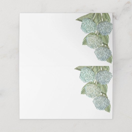 Blaue Hydrangea Blank-Platzkarten Platzkarte (Außenseite Aufgefaltet)