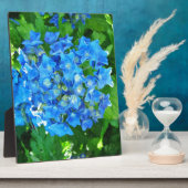 Blaue Hydrangea-Blume. Blumenfotografie. Fotoplatte (Seite)