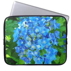 Blaue Hydrangea-Blume. Blumenfotografie. Laptopschutzhülle