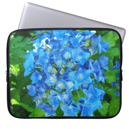 Blaue Hydrangea-Blume. Blumenfotografie. Laptopschutzhülle (Vorderseite)
